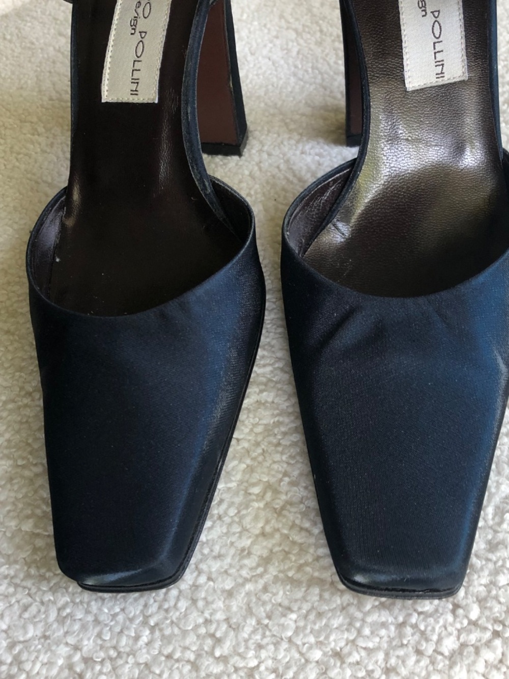 Armando Pollini Design Silk Slingback Heel Navy Blue Size EU 36 Like New - Picture 4 of 9